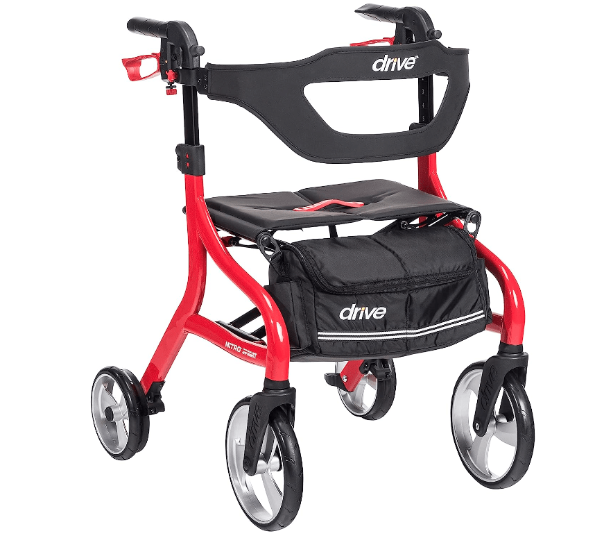 Drive Walker with Seat - #1. Drive Medical Nitro Sprint Foldable Rollator Walker with Seat