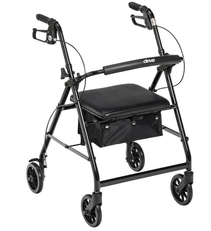 Drive Walker with Seat - #5. Drive Medical R726BK Foldable Rollator Walker with Seat, Black