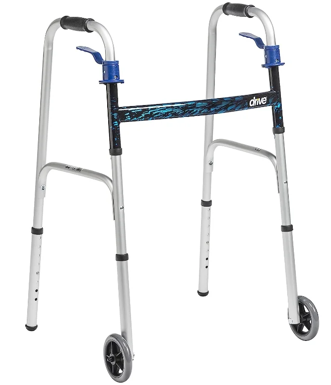 Best Walkers for Seniors on a Budget: #4. Drive Medical 10226-1 Trigger Release Folding Walker, Brushed Steel